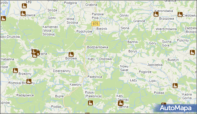 mapa Olszowa gmina Zakliczyn, Olszowa gmina Zakliczyn na mapie Targeo