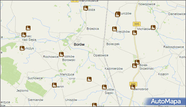 mapa Opatowice gmina Borów, Opatowice gmina Borów na mapie Targeo