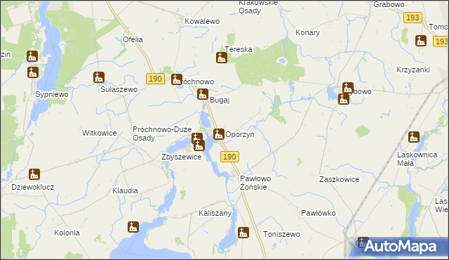 mapa Oporzyn, Oporzyn na mapie Targeo