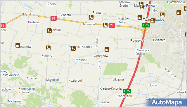 mapa Oprzężów, Oprzężów na mapie Targeo