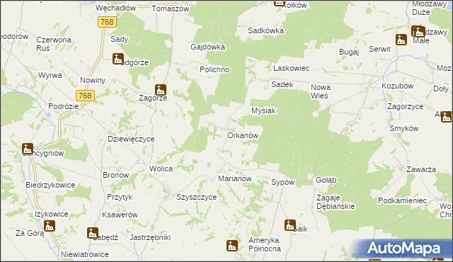 mapa Orkanów, Orkanów na mapie Targeo