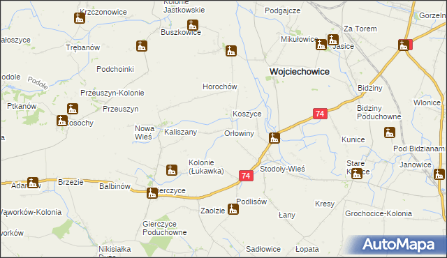 mapa Orłowiny, Orłowiny na mapie Targeo