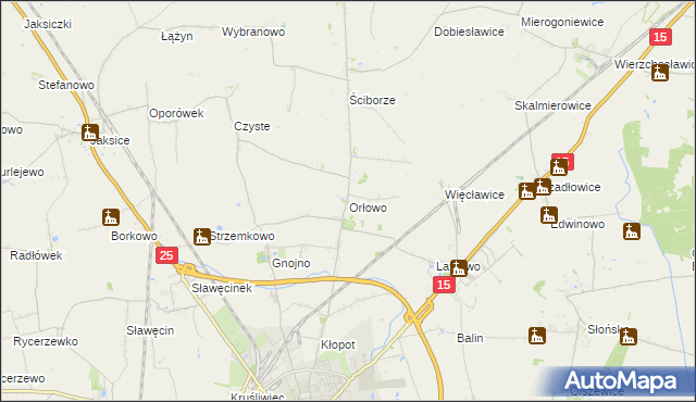 mapa Orłowo gmina Inowrocław, Orłowo gmina Inowrocław na mapie Targeo