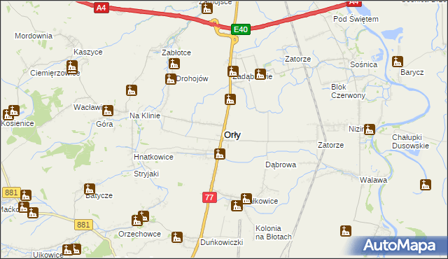 mapa Orły powiat przemyski, Orły powiat przemyski na mapie Targeo