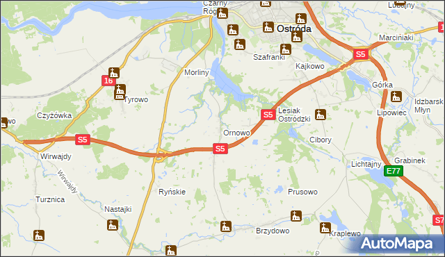 mapa Ornowo, Ornowo na mapie Targeo