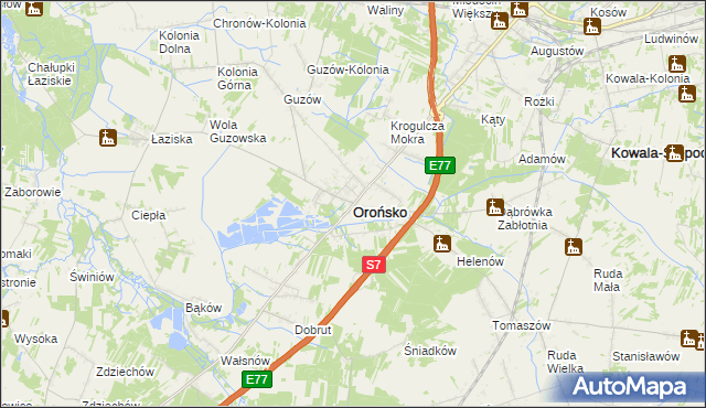 mapa Orońsko, Orońsko na mapie Targeo