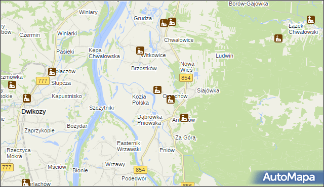 mapa Orzechów gmina Radomyśl nad Sanem, Orzechów gmina Radomyśl nad Sanem na mapie Targeo