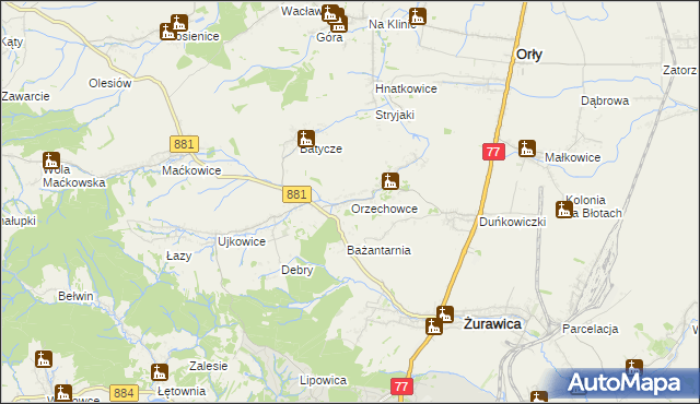 mapa Orzechowce, Orzechowce na mapie Targeo