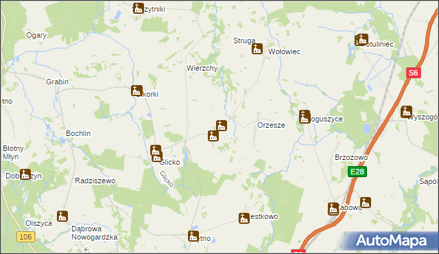 mapa Orzechowo gmina Nowogard, Orzechowo gmina Nowogard na mapie Targeo