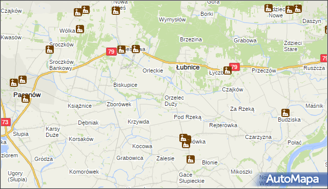 mapa Orzelec Duży, Orzelec Duży na mapie Targeo