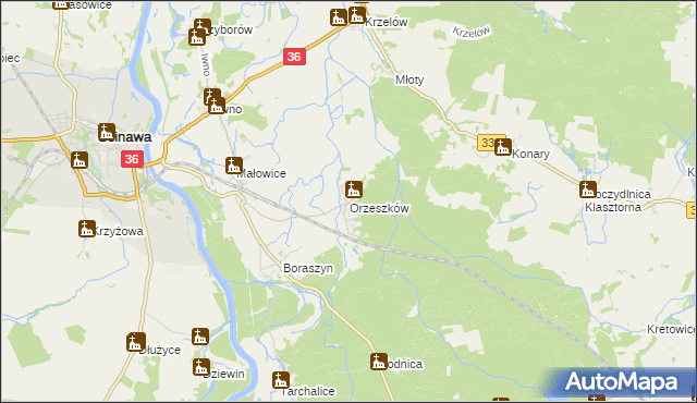 mapa Orzeszków gmina Wińsko, Orzeszków gmina Wińsko na mapie Targeo