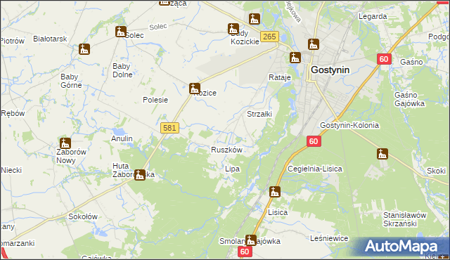 mapa Osada gmina Gostynin, Osada gmina Gostynin na mapie Targeo