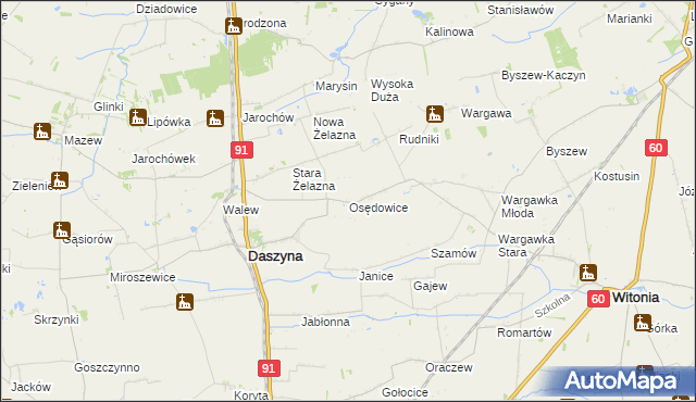 mapa Osędowice, Osędowice na mapie Targeo