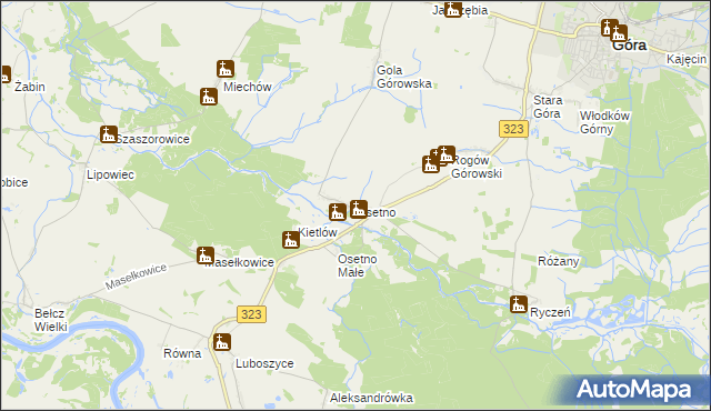 mapa Osetno gmina Góra, Osetno gmina Góra na mapie Targeo