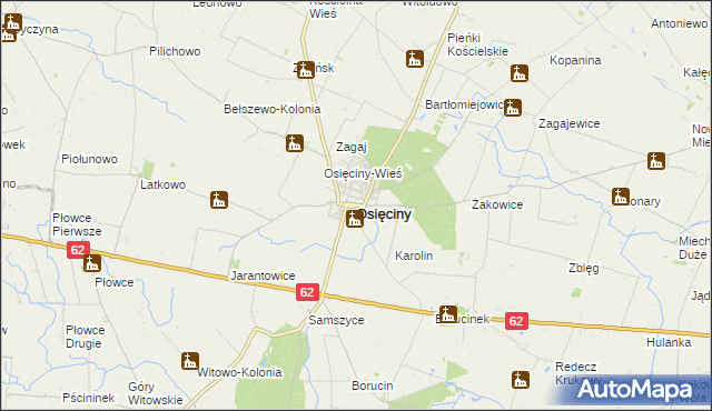 mapa Osięciny, Osięciny na mapie Targeo