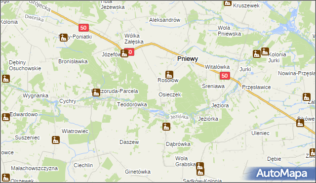 mapa Osieczek gmina Pniewy, Osieczek gmina Pniewy na mapie Targeo