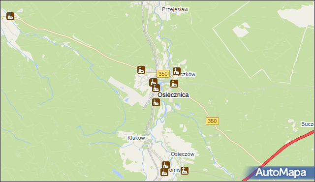 mapa Osiecznica powiat bolesławiecki, Osiecznica powiat bolesławiecki na mapie Targeo