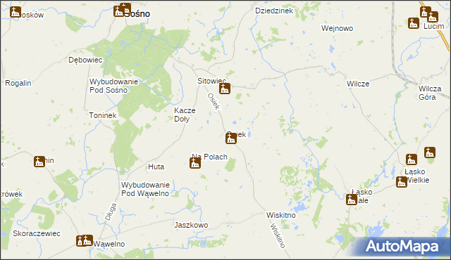 mapa Osiek gmina Koronowo, Osiek gmina Koronowo na mapie Targeo