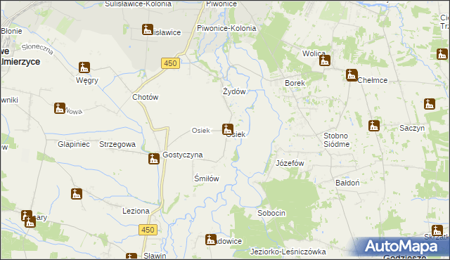 mapa Osiek gmina Nowe Skalmierzyce, Osiek gmina Nowe Skalmierzyce na mapie Targeo