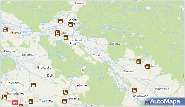 mapa Osiek gmina Strzelce Opolskie, Osiek gmina Strzelce Opolskie na mapie Targeo
