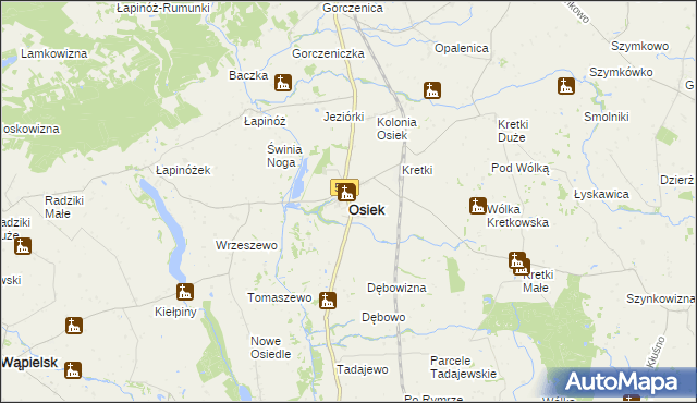 mapa Osiek powiat brodnicki, Osiek powiat brodnicki na mapie Targeo