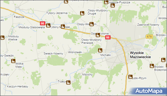 mapa Osipy-Zakrzewizna, Osipy-Zakrzewizna na mapie Targeo