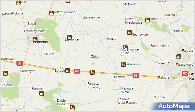 mapa Osłonki, Osłonki na mapie Targeo