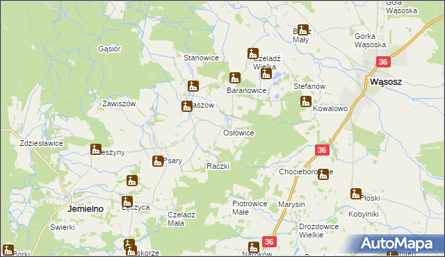 mapa Osłowice, Osłowice na mapie Targeo