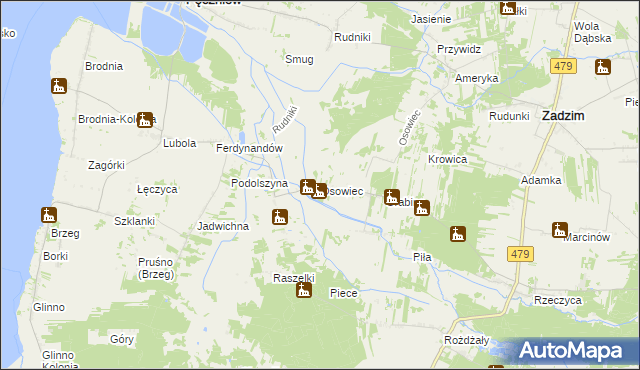 mapa Osowiec gmina Pęczniew, Osowiec gmina Pęczniew na mapie Targeo