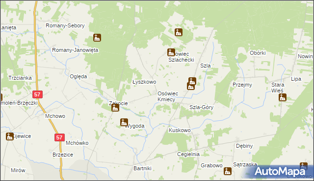 mapa Osówiec Kmiecy, Osówiec Kmiecy na mapie Targeo