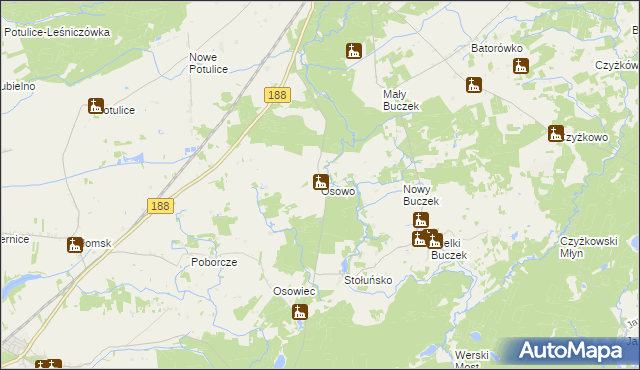 mapa Osowo gmina Lipka, Osowo gmina Lipka na mapie Targeo