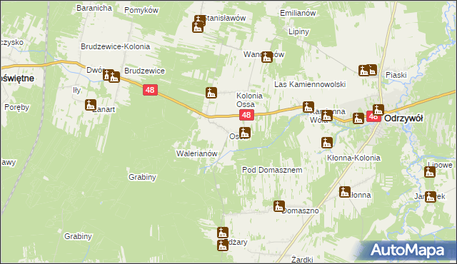 mapa Ossa gmina Odrzywół, Ossa gmina Odrzywół na mapie Targeo