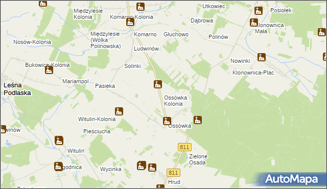 mapa Ossówka Kolonia, Ossówka Kolonia na mapie Targeo