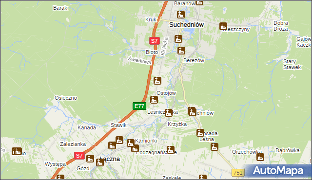 mapa Ostojów, Ostojów na mapie Targeo
