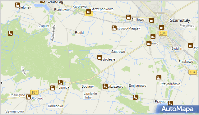 mapa Ostrolesie, Ostrolesie na mapie Targeo