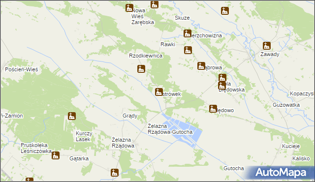 mapa Ostrówek gmina Baranowo, Ostrówek gmina Baranowo na mapie Targeo