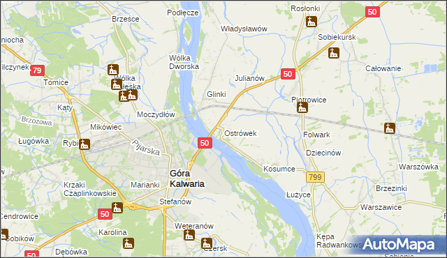 mapa Ostrówek gmina Karczew, Ostrówek gmina Karczew na mapie Targeo