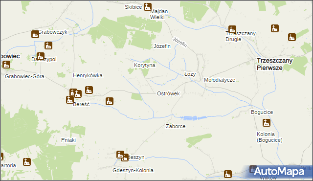 mapa Ostrówek gmina Trzeszczany, Ostrówek gmina Trzeszczany na mapie Targeo