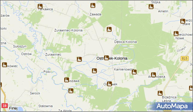 mapa Ostrówek-Kolonia gmina Ostrówek, Ostrówek-Kolonia gmina Ostrówek na mapie Targeo