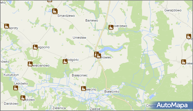 mapa Ostrowiec gmina Malechowo, Ostrowiec gmina Malechowo na mapie Targeo