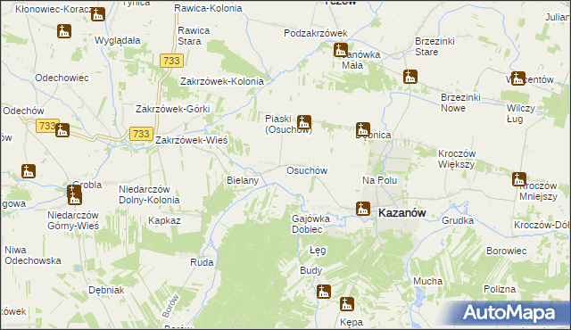 mapa Osuchów gmina Kazanów, Osuchów gmina Kazanów na mapie Targeo