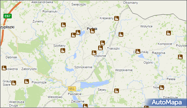 mapa Oszkinie, Oszkinie na mapie Targeo