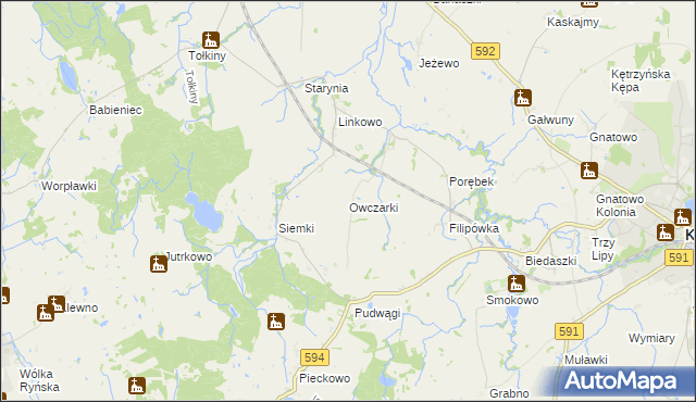 mapa Owczarki gmina Kętrzyn, Owczarki gmina Kętrzyn na mapie Targeo