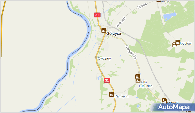 mapa Owczary gmina Górzyca, Owczary gmina Górzyca na mapie Targeo