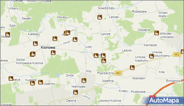 mapa Owieczki gmina Klonowa, Owieczki gmina Klonowa na mapie Targeo
