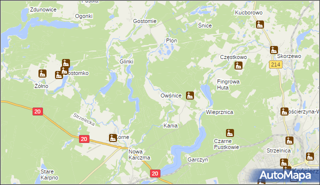 mapa Owśnice, Owśnice na mapie Targeo