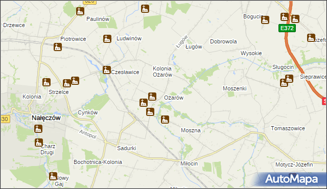 mapa Ożarów gmina Jastków, Ożarów gmina Jastków na mapie Targeo