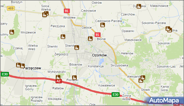 mapa Ozorków, Ozorków na mapie Targeo