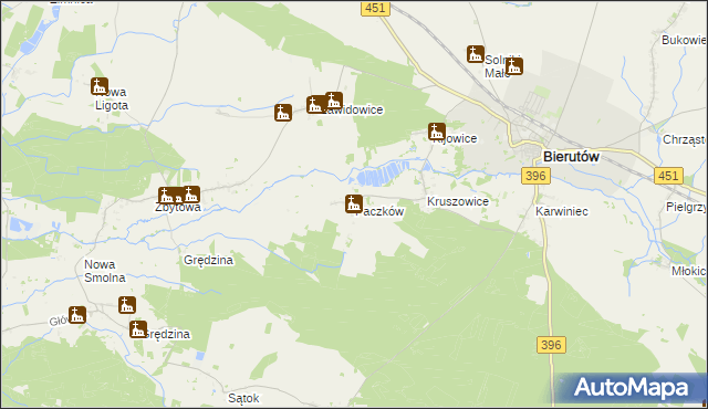 mapa Paczków gmina Bierutów, Paczków gmina Bierutów na mapie Targeo