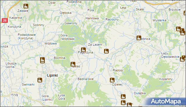 mapa Pagórek gmina Dębowiec, Pagórek gmina Dębowiec na mapie Targeo